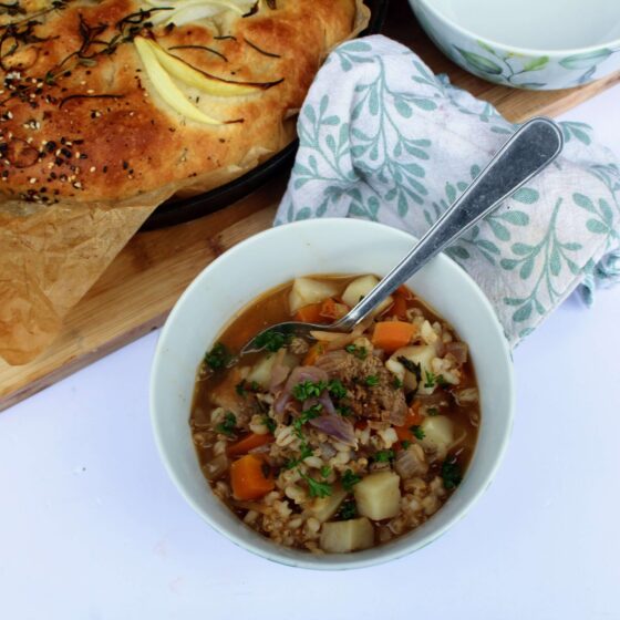 IMG 6833 scaled Autumnal Vegetable, Barley and Lamb Soup with Easy Focaccia